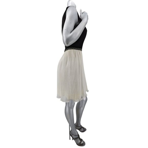 Vintage 1960's VICKY VAUGHN JUNIOR Black Velvet Ivory Chiffon Lettuce Edge Dress - Picture 8 of 9